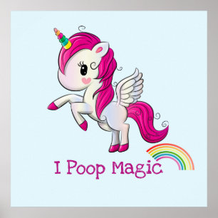 Póster I Poop Magic Funny Unicorn Dice