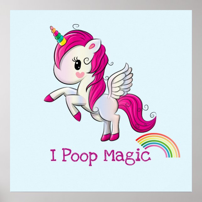 Póster I Poop Magic Funny Unicorn Dice (Frente)