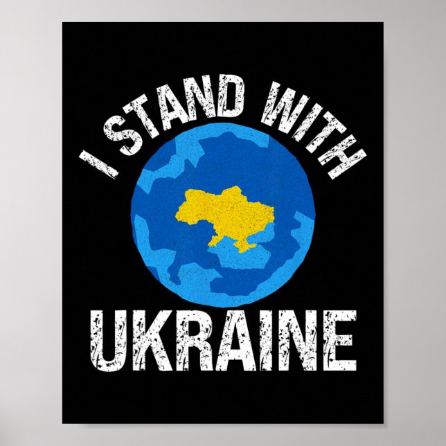 Póster I Stand With Ukraine World Map Support Support Ukr (Frente)