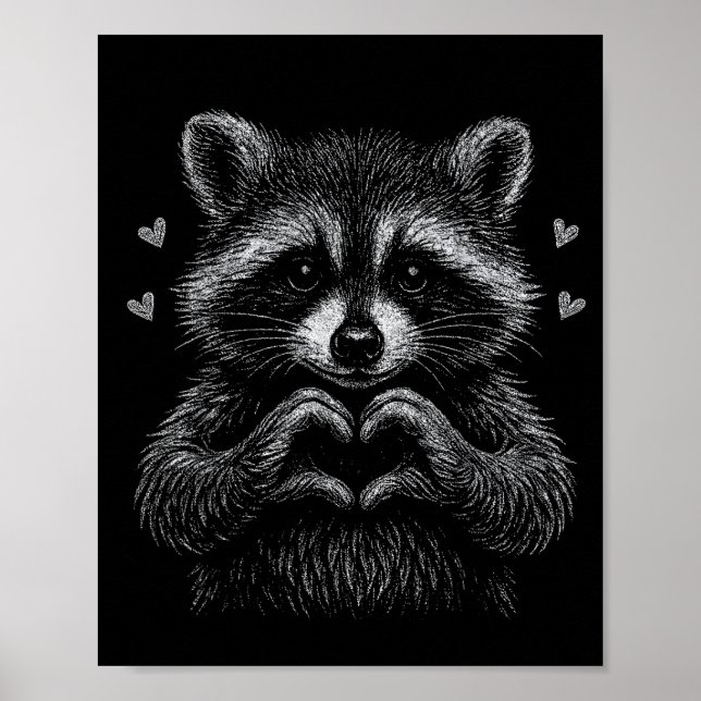 Póster I Steal Hearts Raccoon Valentines Racoon Meme Grap (Frente)