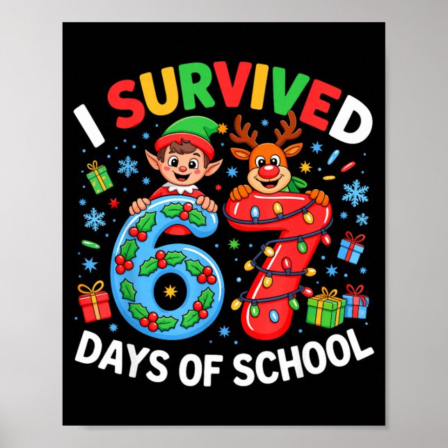 Póster I Survived 67 Days Of School Christmas Candy Cane  (Frente)