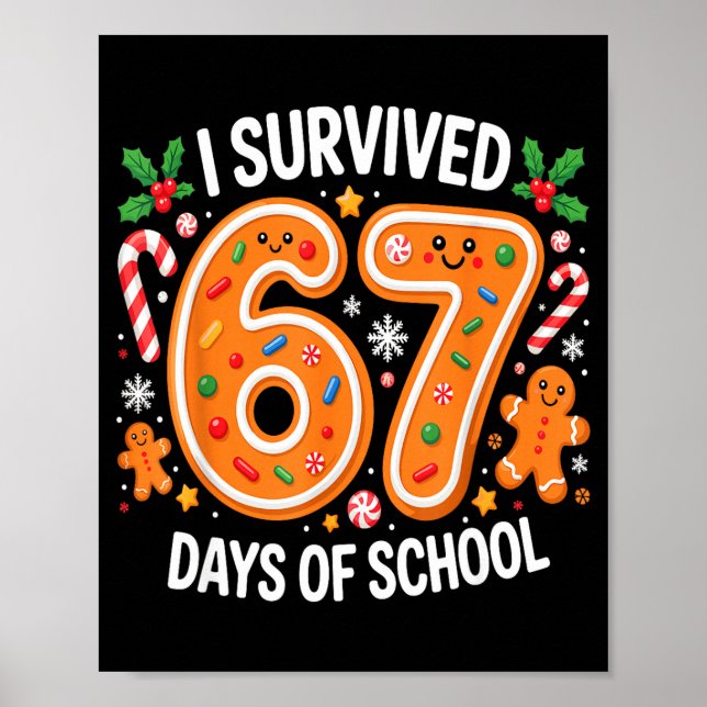 Póster I Survived 67 Days Of School Christmas Candy Cane  (Frente)