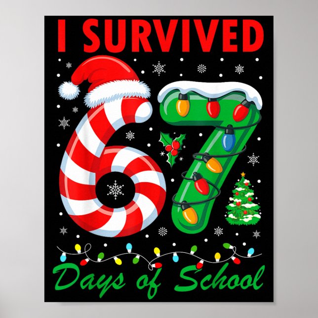Póster I Survived 67 Days Of School Christmas Candy Cane  (Frente)
