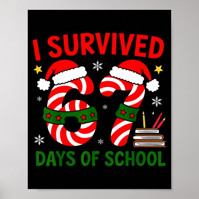 Póster I Survived 67 Days Of School Christmas Six Seven M (Frente)
