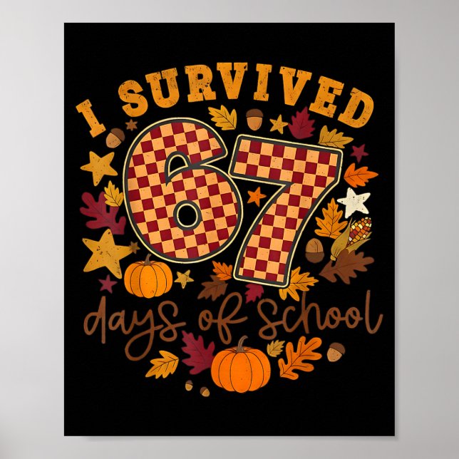 Póster I Survived 67 Days Of School Funny 67 Teachers Stu (Frente)