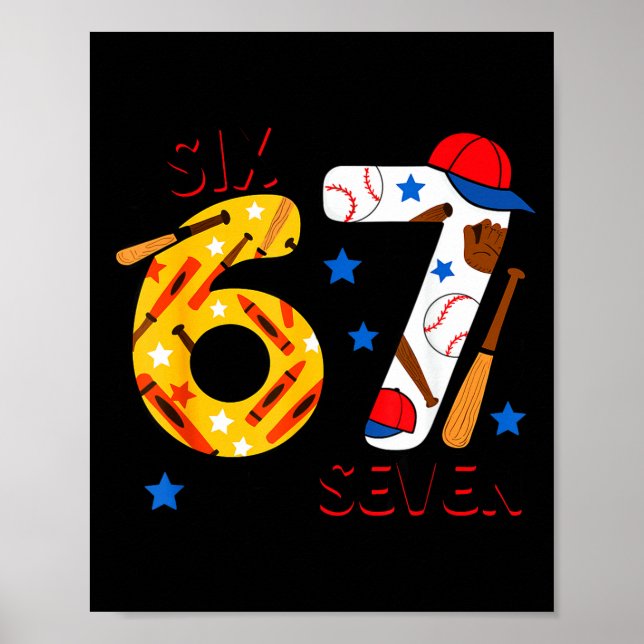 Póster I Survived 67 Days Of School Funny 6 7 Baseball Te (Frente)