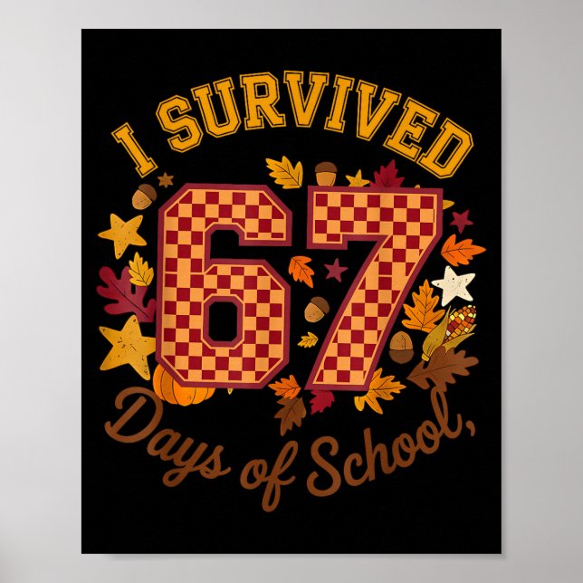 Póster I Survived 67 Days Of School Funny 6 7 Teachers Th (Frente)