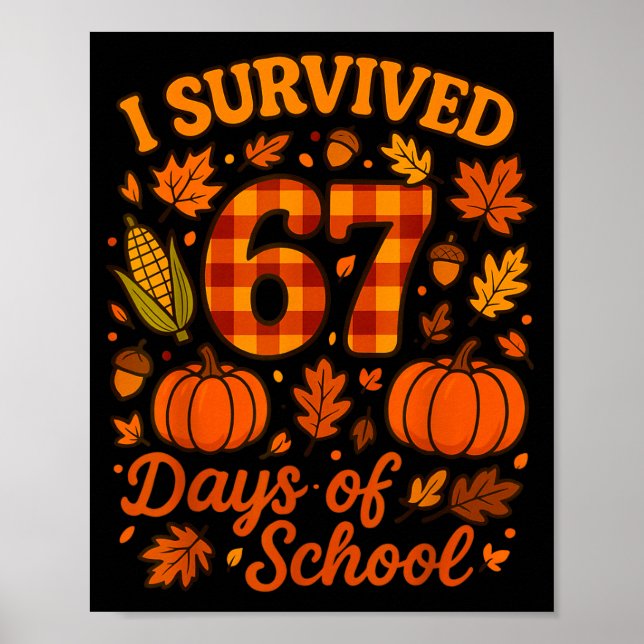 Póster I Survived 67 Days Of School Funny 6 7 Teachers Th (Frente)