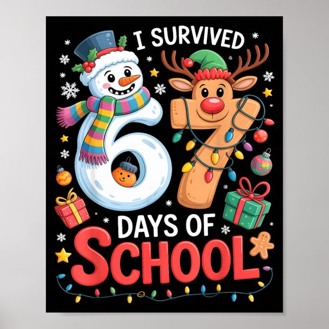 Póster I Survived 67 Days Of School Funny Meme Six Seven  (Frente)