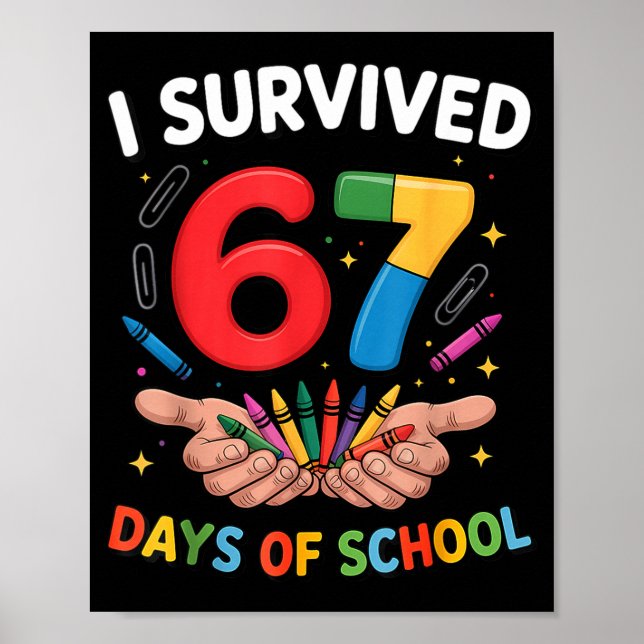 Póster I Survived 67 Days Of School Funny Six Seven 6 7 M (Frente)