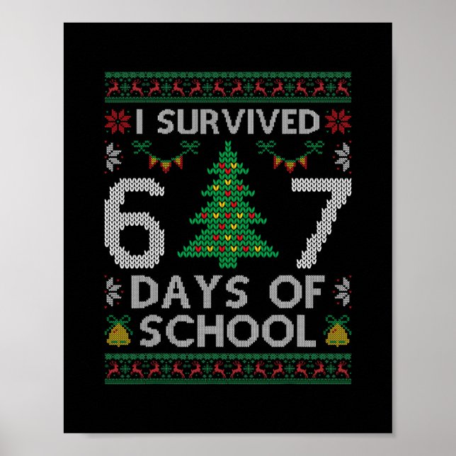 Póster I Survived 67 Days Of School Funny Six Seven Meme  (Frente)