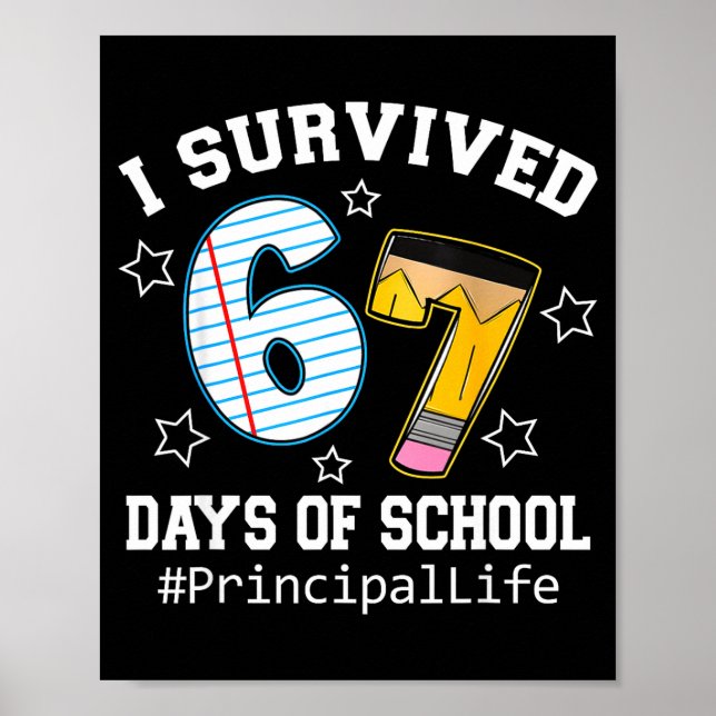 Póster I Survived 67 Days Of School Funny Six Seven Princ (Frente)