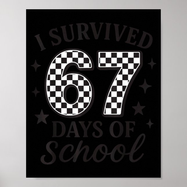 Póster I Survived 67 Days Of School Funny Six Seven Teach (Frente)