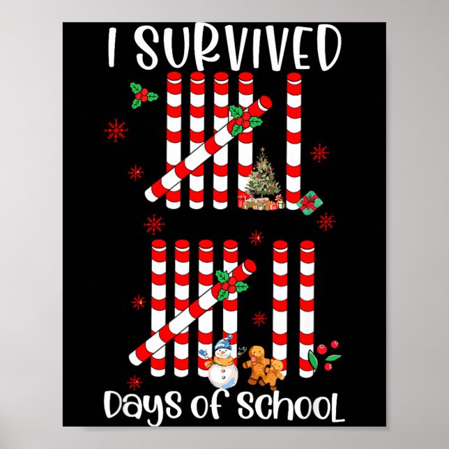 Póster I Survived 67 Days Of School Funny Six Seven Xmas  (Frente)