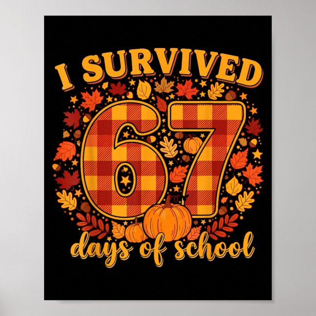 Póster I Survived 67 Days Of School Funny Teacher Student (Frente)