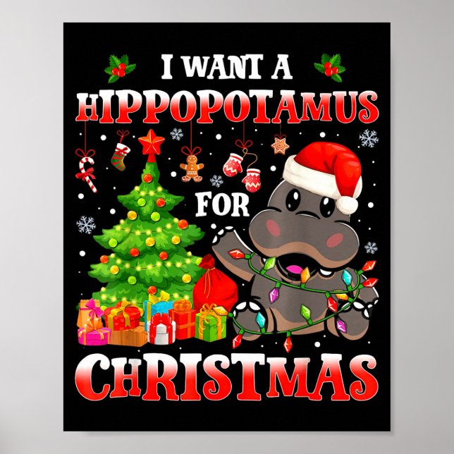 Póster I Want A Hiptamus Christmas Funny Xmas Hip Lover  (Frente)