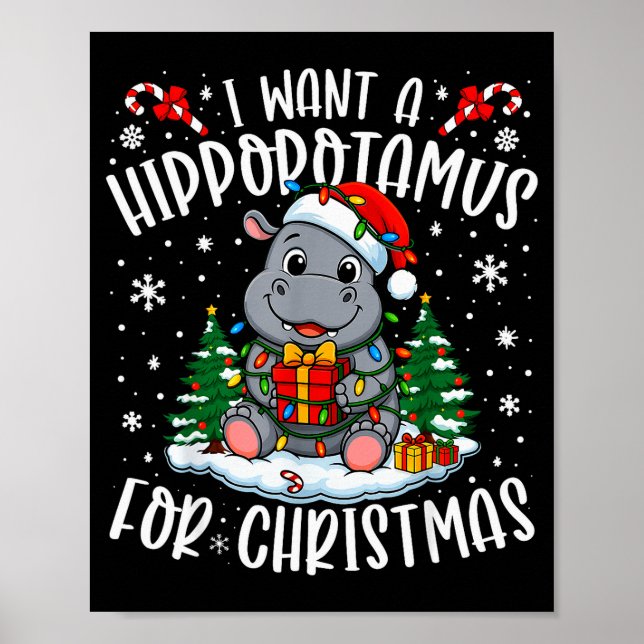 Póster I Want A Hiptamus Christmas Xmas Hip Lover Women G (Frente)