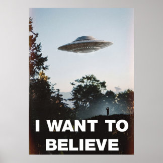 Póster I Want To Believe UFO Retro Poster