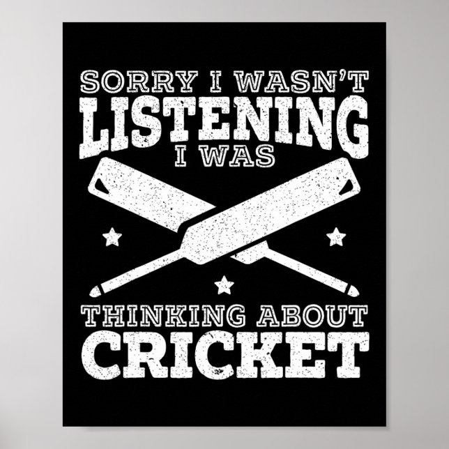 Póster I Was Thinking About Cricket Cricketer Sport Ll Ga (Frente)