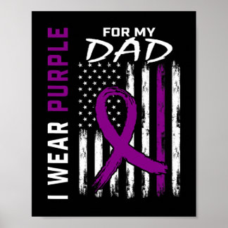 Póster I Wear Purple For My Dad Pancreatic Cancer Awarene