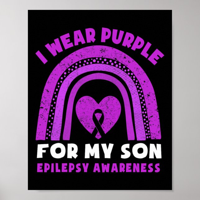 Póster I Wear Purple For My Son Epilepsy Awareness Rainbo (Frente)
