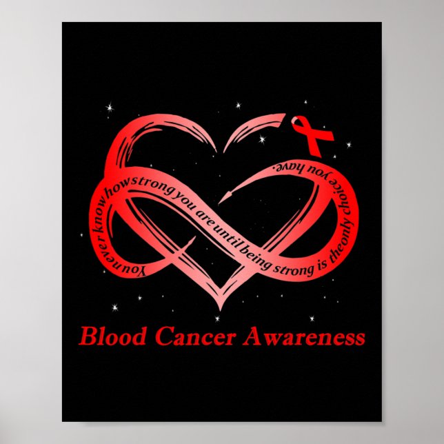Póster I Wear Red For Blood Cancer Awareness Warrior  (Frente)