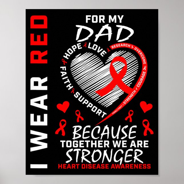 Póster I Wear Red For My Dad Heart Disease Awareness Prod (Frente)