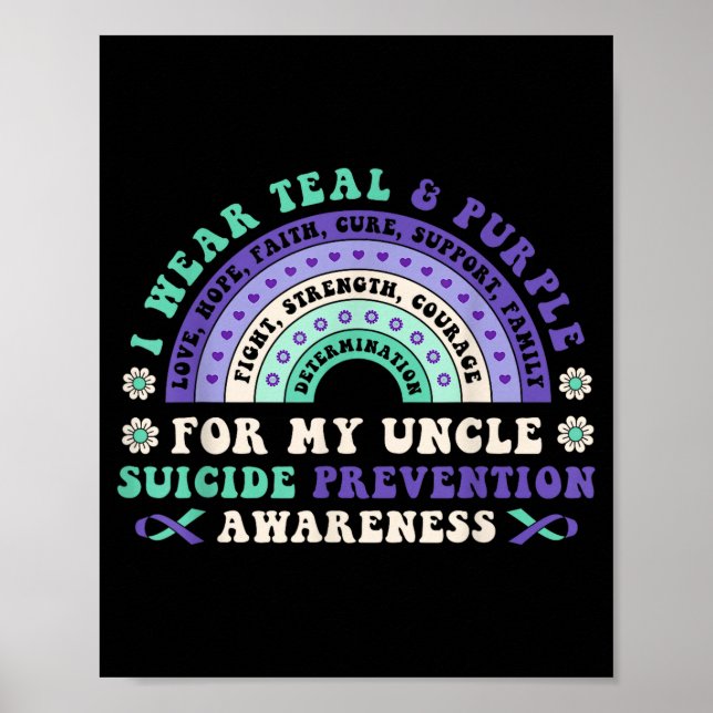 Póster I Wear Teal &amp; Purple For My Uncle Suicide Prev (Frente)