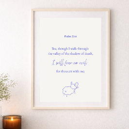 Póster I Will Fear No Evil Psalm 23:4 Christian Poster