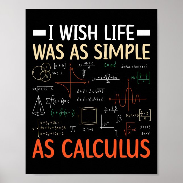 Póster I Wish Life Was As Simple As Calculus Math Teacher (Frente)