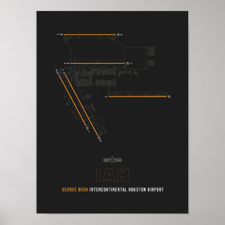 Póster IAH - Diagrama de pista del aeropuerto de Houston