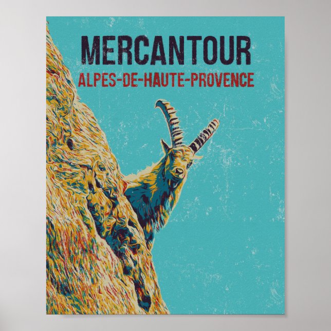 Póster Ibex en Mercantour, Alpes, Francia (Frente)