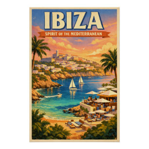 Póster Ibiza, España, en un clásico retro