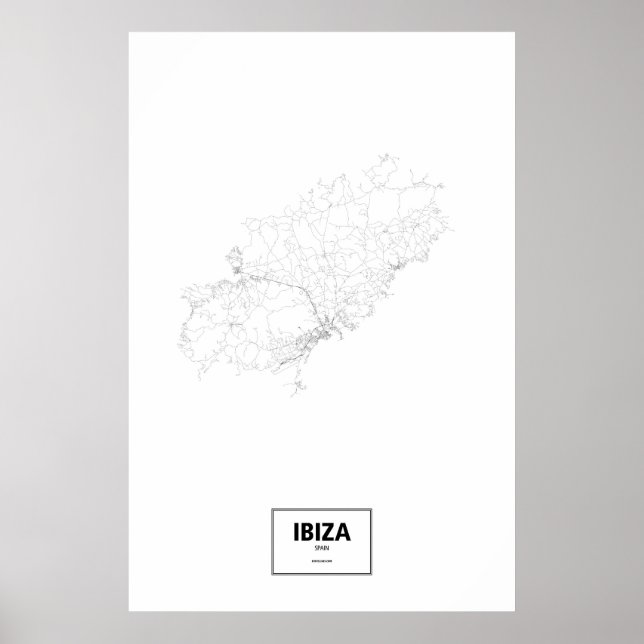 Póster Ibiza, España (negro sobre blanco) (Frente)