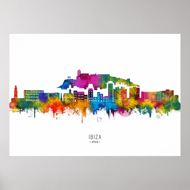 Póster Ibiza Spain Skyline (Frente)