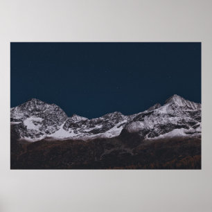 PÓSTER ICE-CAPPED MOUNTAIN AT NIGHT