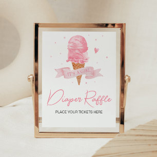 Póster Ice Cream Baby Shower Diaper Raffle