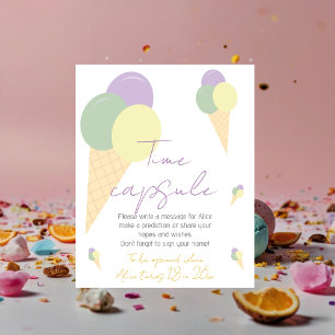 Póster Ice Cream Cone Scoop Cumpleaños Fiesta Cápsula de