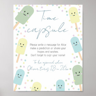 Póster Ice Cream Cone Scoop Cumpleaños Fiesta Cápsula de