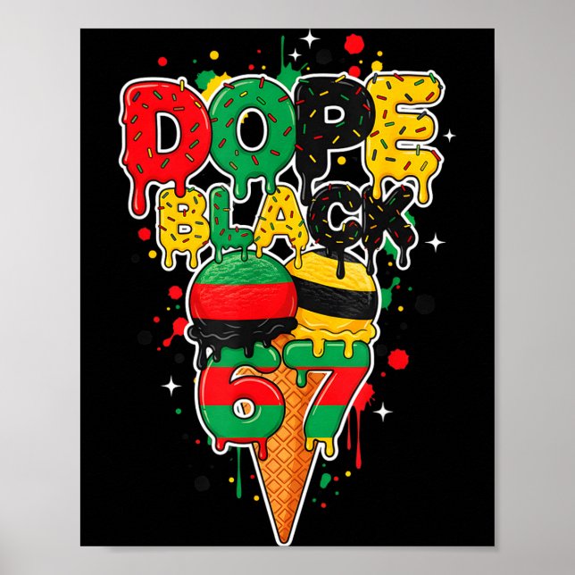 Póster Ice Cream Drip Six Seven Meme 6 7 Black History Mo (Frente)