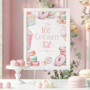 Póster Ice crema bar Cumpleaños dulce y pastel