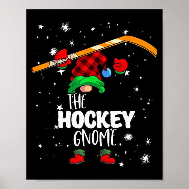 Póster Ice Hockey Gnome Red Buffalo Plaid Matching Family (Frente)