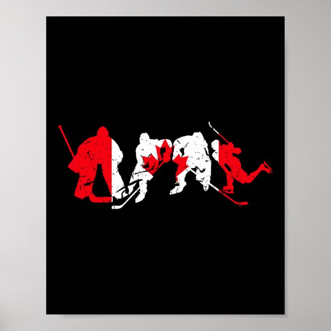 Póster Ice Hockey Men Canada Flag Hockey  (Frente)