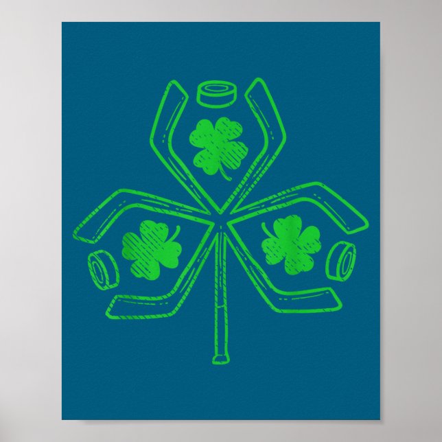 Póster Ice Hockey Shamrock Clover St Patricks Day Player  (Frente)