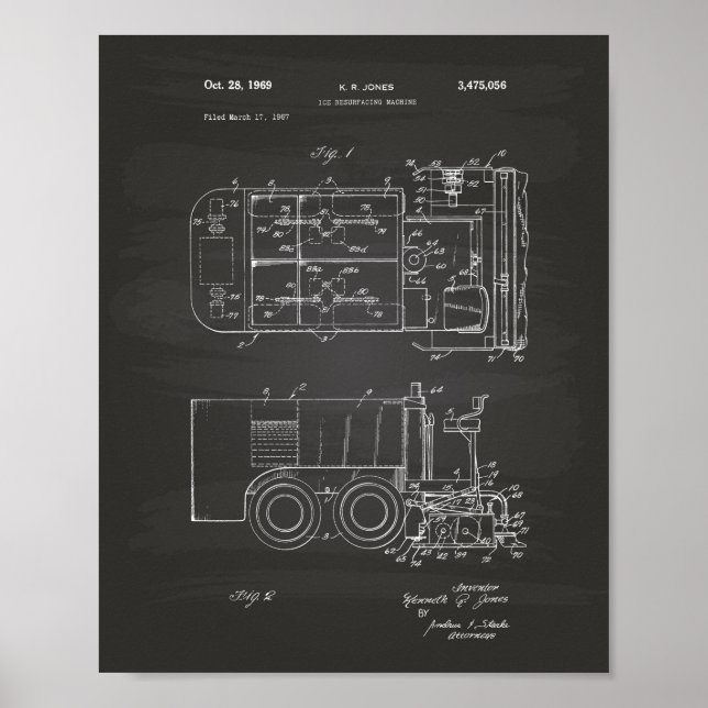 Póster Ice Machine 1969 Patent Art - Chalkboard (Frente)