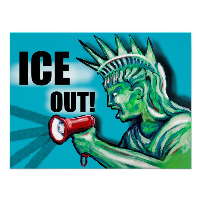Póster ICE OUT, protest Statue of Liberty (Anverso)