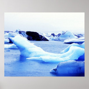 Póster Icebergs en la laguna Jokulsarlon