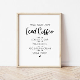 Póster Iced Coffee Bar Drink Sign