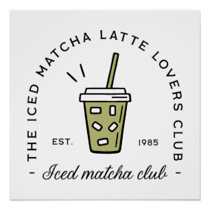 Póster Iced matcha lata los amantes del club wellness gir