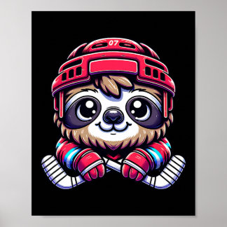 Póster Icehockey Sloth Adorable Hockey Enthusiast